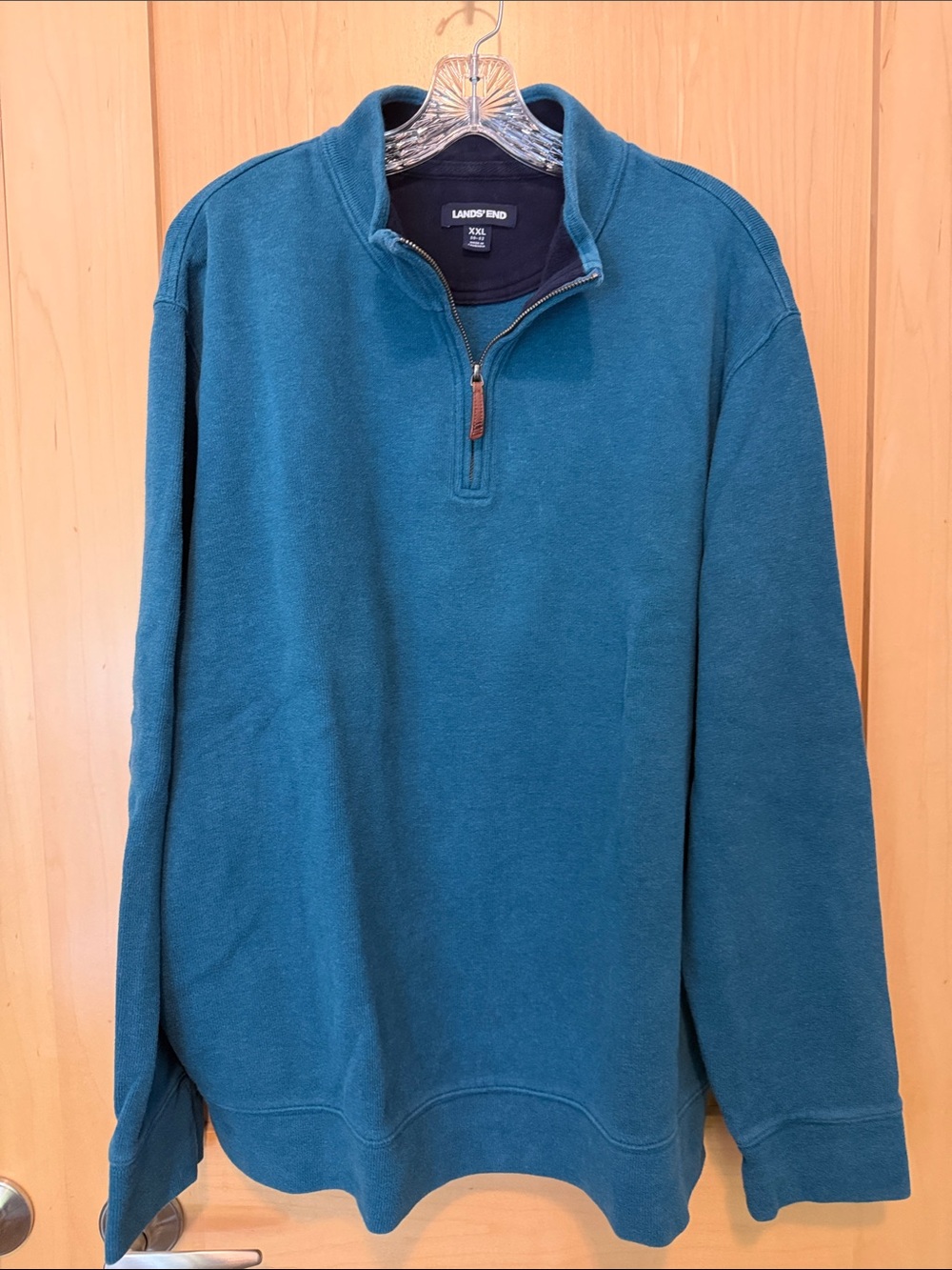 Lands' End Men's Teal Half-Zip Pullover Sweater